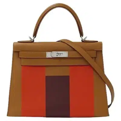 Hermès HSS Kelly 28 Brown Box Calfskin Palladium Hardware Handmade replica bags