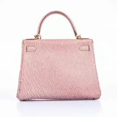 Hermès Kelly 28 Dalmatian Pink Buffalo Gold Hardware Fake luxury bags for sale