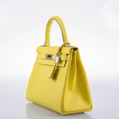 Hermès Kelly 28 Retourne Lime Evercolor Palladium Hardware Replica luxury handbag