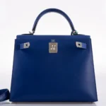 Hermès Kelly 28 Sellier Blue Electric Tadelakt Palladium Hardware Lushentic Replica