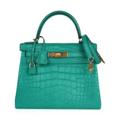 Hermès Kelly 28 Vert Jade Matte Alligator Mississippiensis Gold Hardware High-quality Lushentic Grade