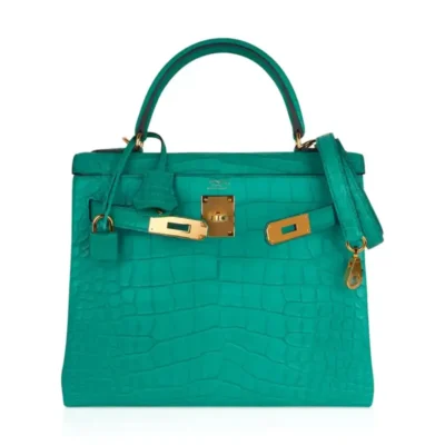 Hermès Kelly 28 Vert Jade Matte Alligator Mississippiensis Gold Hardware High-quality Lushentic Grade