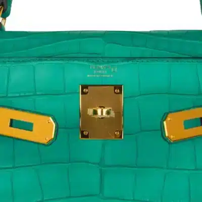 Hermès Kelly 28 Vert Jade Matte Alligator Missipensis Gold Logo2