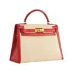 Hermès Kelly 32 Red and Cream Beige Epsom Gold Hardware