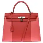 Hermès Kelly 35 Coral Pink and Flamingo Pink Epsom Palladium Hardware replica bags