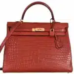 Hermès Kelly 35 Rouge H Matte Alligator Mississippiensis Gold Hardware Lushentic Grade Bags