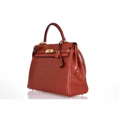 Hermès Kelly 35 Rouge H Matte Alligator Mississippiensis Gold Hardware Lushentic Grade Bags