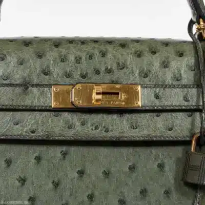 Hermès Kelly 35 Sellier Vert Olive Ostrich Gold Hardware High-quality replica