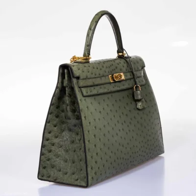 Hermès Kelly 35 Sellier Vert Olive Ostrich Gold Hardware High-quality replica