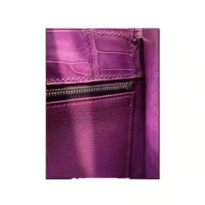 Hermès Kelly 35 Sellier Violet Shiny Porosus Crocodile Palladium Hardware High-quality Lushentic Grade