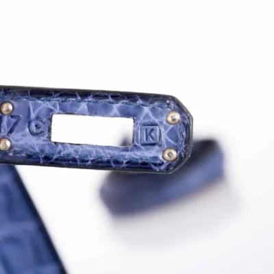 Hermès Kelly Danse Blue Brighton Niloticus Crocodile Palladium Hardware Replica inspired