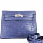 Hermès Kelly Danse Blue Brighton Niloticus Crocodile Palladium Hardware Replica inspired