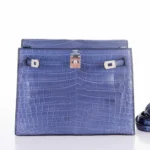 Hermès Kelly Danse Blue Brighton Niloticus Crocodile Palladium Hardware Replica inspired