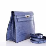 Hermès Kelly Danse Blue Brighton Niloticus Crocodile Palladium Hardware Replica inspired