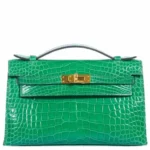 Hermès Kelly Pochette Cactus Emerald Shiny Alligator Mississippiensis Gold Hardware handbag dupes