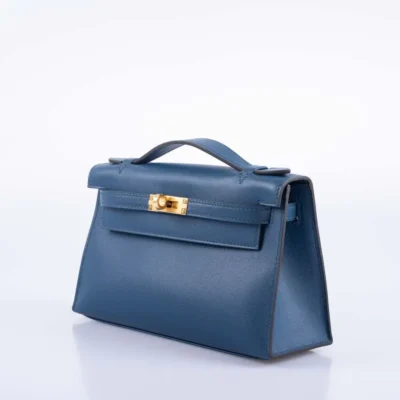 Hermès Kelly Pochette Navy Swift Gold Hardware Replica luxury handbag