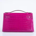 Hermès Kelly Pochette Rose Scheherazade Shiny Alligator Mississippiensis Gold Hardware High-quality replica