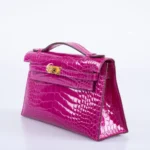 Hermès Kelly Pochette Rose Scheherazade Shiny Alligator Mississippiensis Gold Hardware High-quality replica