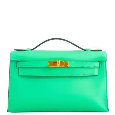 Hermès Kelly Pochette Vert Comics Swift Gold Hardware Lushentic Grade Bags