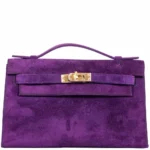 Hermès Kelly Pochette Violet Veau Doblis Suede Gold Hardware Luxury bag lookalikes