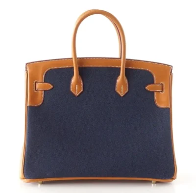 Hermès Limited Edition Birkin 35 Blue Flag Toile Barenia Permabrass Hardware High-quality replica