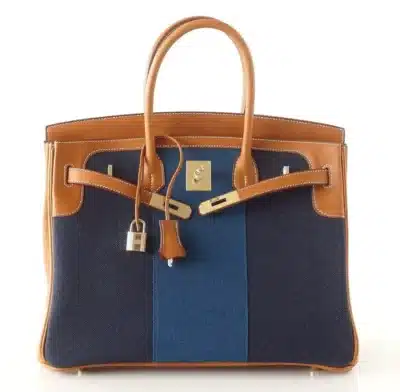 Hermès Limited Edition Birkin 35 Blue Flag Toile Barenia Permabrass Hardware High-quality replica