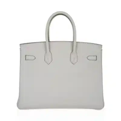 Hermès Limited Edition Birkin 35 Club Gris Perle and Blanc Clemence Palladium Hardware