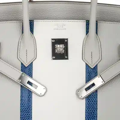 Hermès Limited Edition Birkin 35 Club Gris Perle & Blanc Clemence logo1