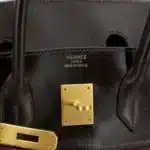 Hermès Limited Edition Birkin 35 Ebene/Orange Vibrato/Goatskin & Box Calfskin Brushed Gold Hardware Lushentic Grade bags