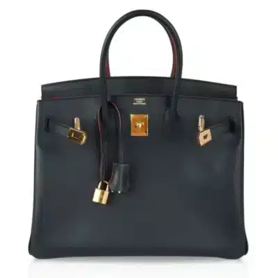 Hermès Limited Edition Birkin 35 Navy and Rouge Contour Epsom Gold Hardware