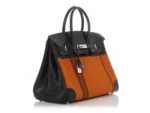 Hermès Limited Edition Birkin 35 Orange/Black Box Calfskin & Toile Potamus Palladium Hardware Replica inspired