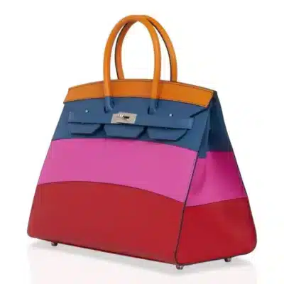 Hermès Limited Edition Birkin 35 Sellier Sunset Rainbow Epsom Palladium Hardware