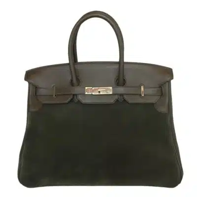 Hermès Limited Edition Birkin 35 Vert De Gris Swift, Suede, Velour, & Doblis Permabrass Hardware Lushentic Grade bags