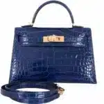 Hermès Mini Kelly 20 Blue Sapphire Shiny Niloticus Crocodile Gold Hardware dupes bag