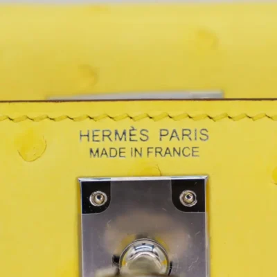 Hermès Mini Kelly 20 II Jaune Citron Ostrich Palladium Hardware Replica luxury handbags