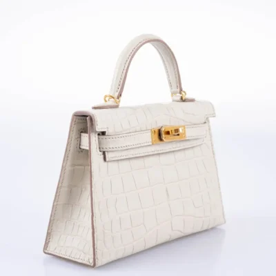 Hermès Mini Kelly 20 II Sellier Beton Matte Alligator Mississippiensis Gold Hardware Affordable