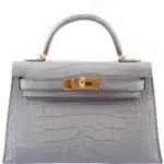 Hermès Mini Kelly 20 II Sellier Gris Perle Matte Alligator Mississippiensis Gold Hardware