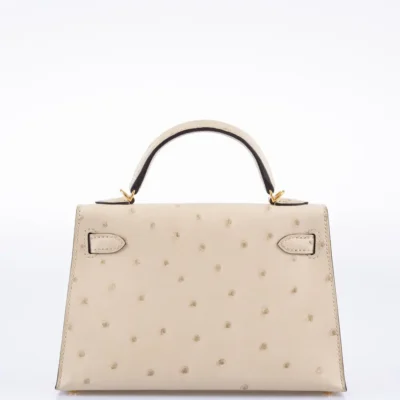 Hermès Mini Kelly 20 II Sellier Parchemin Ostrich Gold Hardware replica handbags online