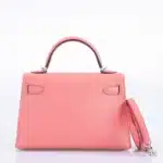 Hermès Mini Kelly 20 II Sellier Rose D'ete Chevre Palladium Hardware Replica inspired