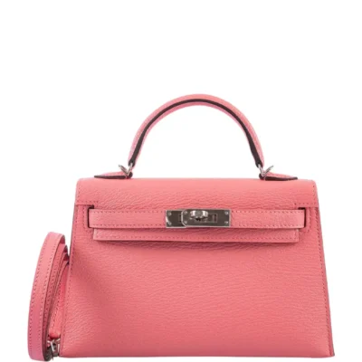 Hermès Mini Kelly 20 II Sellier Rose D'ete Chevre Palladium Hardware Replica inspired