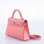 Hermès Mini Kelly 20 II Sellier Rose D'ete Chevre Palladium Hardware Replica inspired