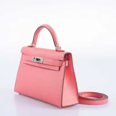 Hermès Mini Kelly 20 II Sellier Rose D'ete Chevre Palladium Hardware Replica inspired