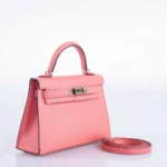 Hermès Mini Kelly 20 II Sellier Rose D'ete Chevre Palladium Hardware Replica inspired