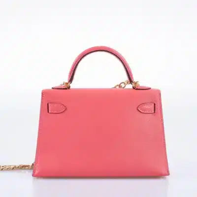 Hermès Mini Kelly 20 II Sellier Rose Lipstick Chevre Gold Hardware replica handbags online