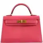 Hermès Mini Kelly 20 II Sellier Rose Lipstick Chevre Gold Hardware Handmade replica bags