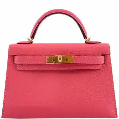 Hermès Mini Kelly 20 II Sellier Rose Lipstick Chevre Gold Hardware Handmade replica bags