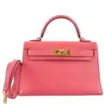 Hermès Mini Kelly 20 II Sellier Rose Lipstick Chevre Gold Hardware replica handbags online