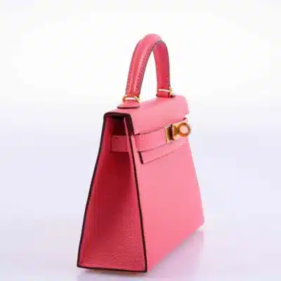 Hermès Mini Kelly 20 II Sellier Rose Lipstick Chevre Gold Hardware Handmade replica bags