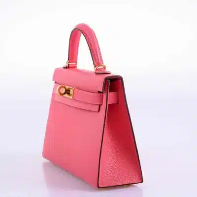 Hermès Mini Kelly 20 II Sellier Rose Lipstick Chevre Gold Hardware Handmade replica bags