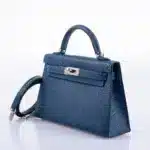 Hermès Mini Kelly 20 II Sellier Verso Blue Deep and Ebène Chèvre Palladium Hardware Lushentic Replica